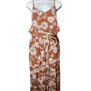 SO Goods for Life Women's Floral Jumpsuit Pants Summer Sleeveless Brown Small